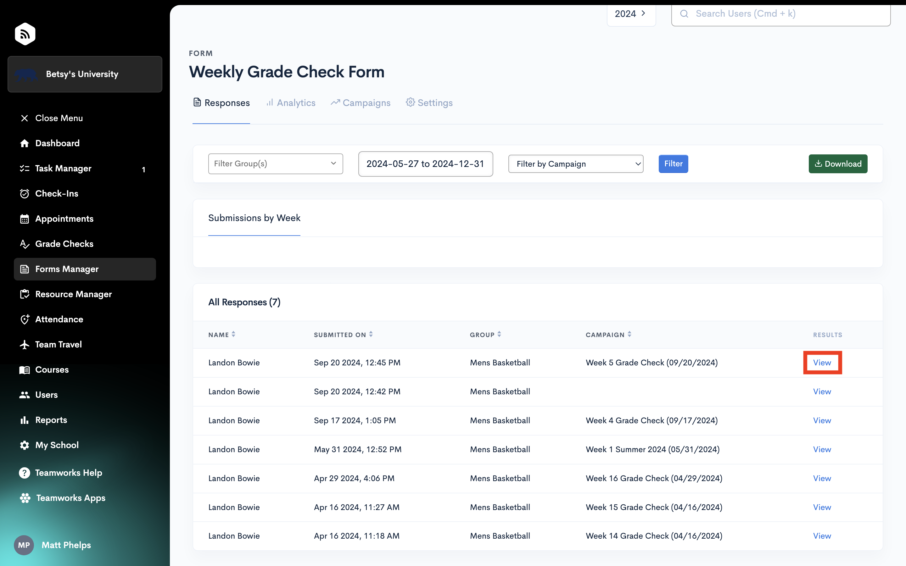 Form Responses and Analytics