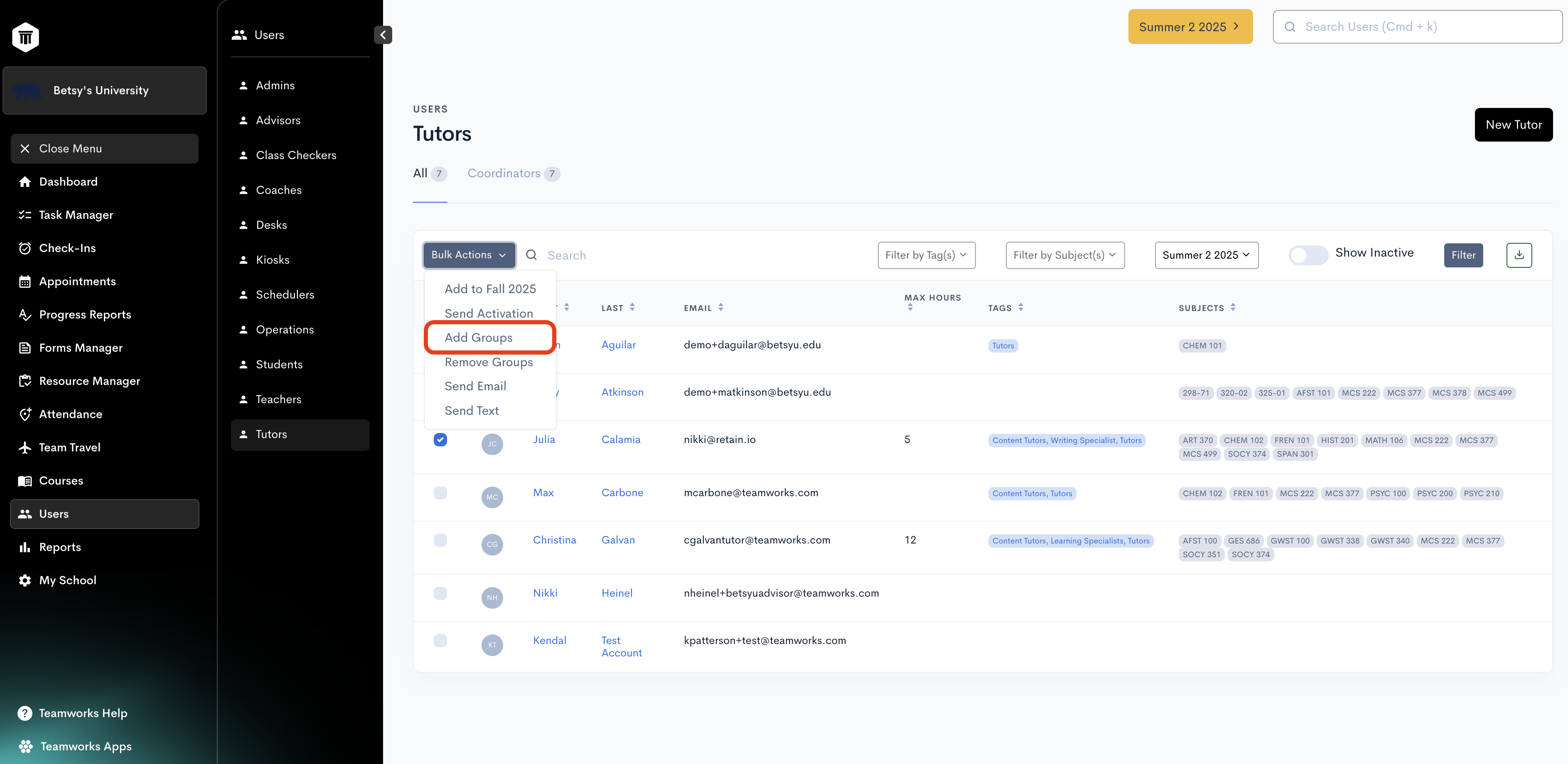 Manage Tutor Group Membership