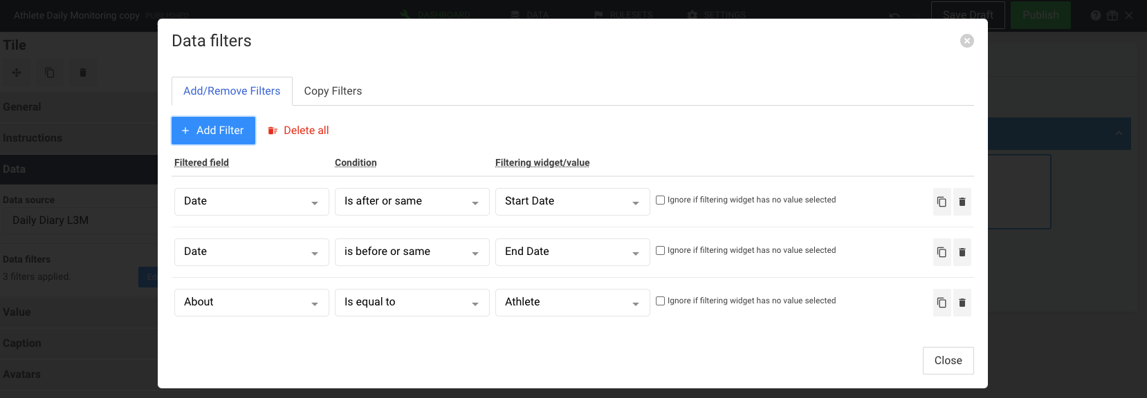 Filter a Dashboard Widget | AMS Help Center