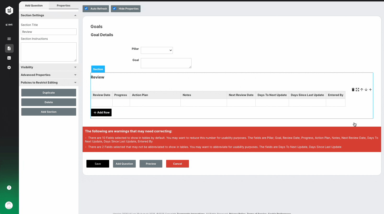 Add a Section to a Form | AMS Help Center