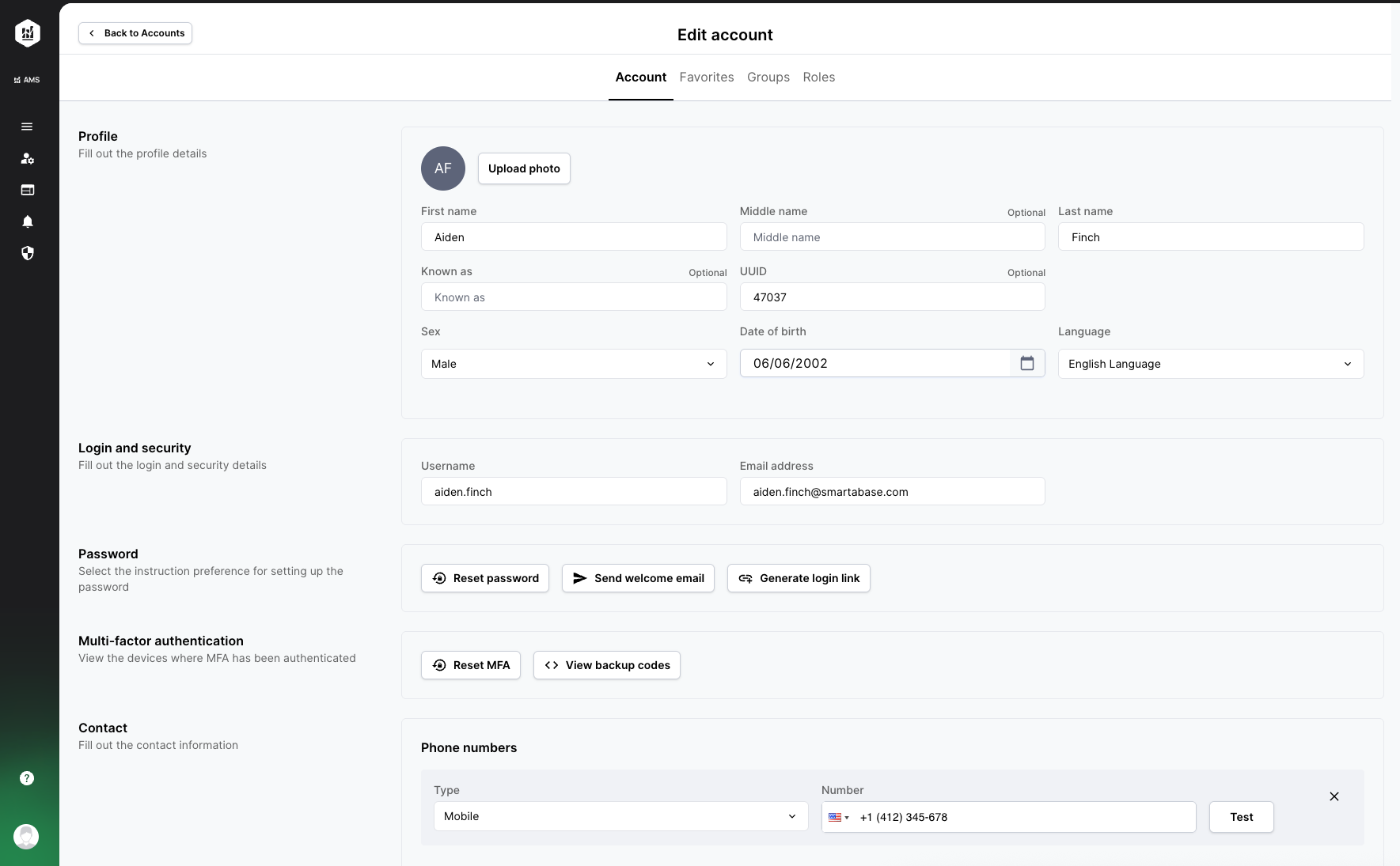 Edit a User Account | AMS Help Center
