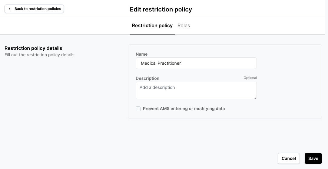 Create and Apply a Restriction Policy to a Form | AMS Help Center