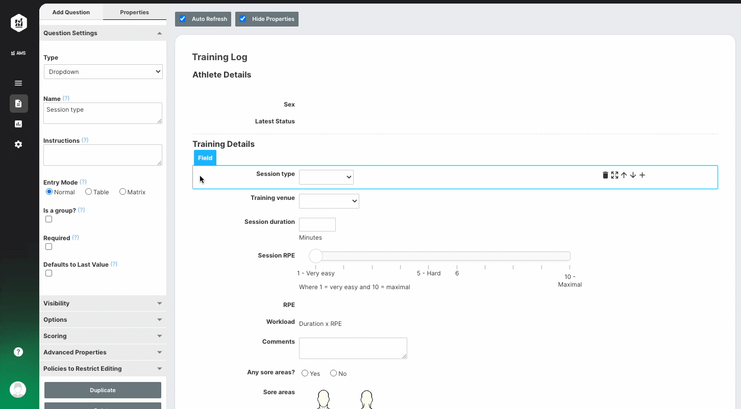 Update an Option Field in a Form | AMS Help Center