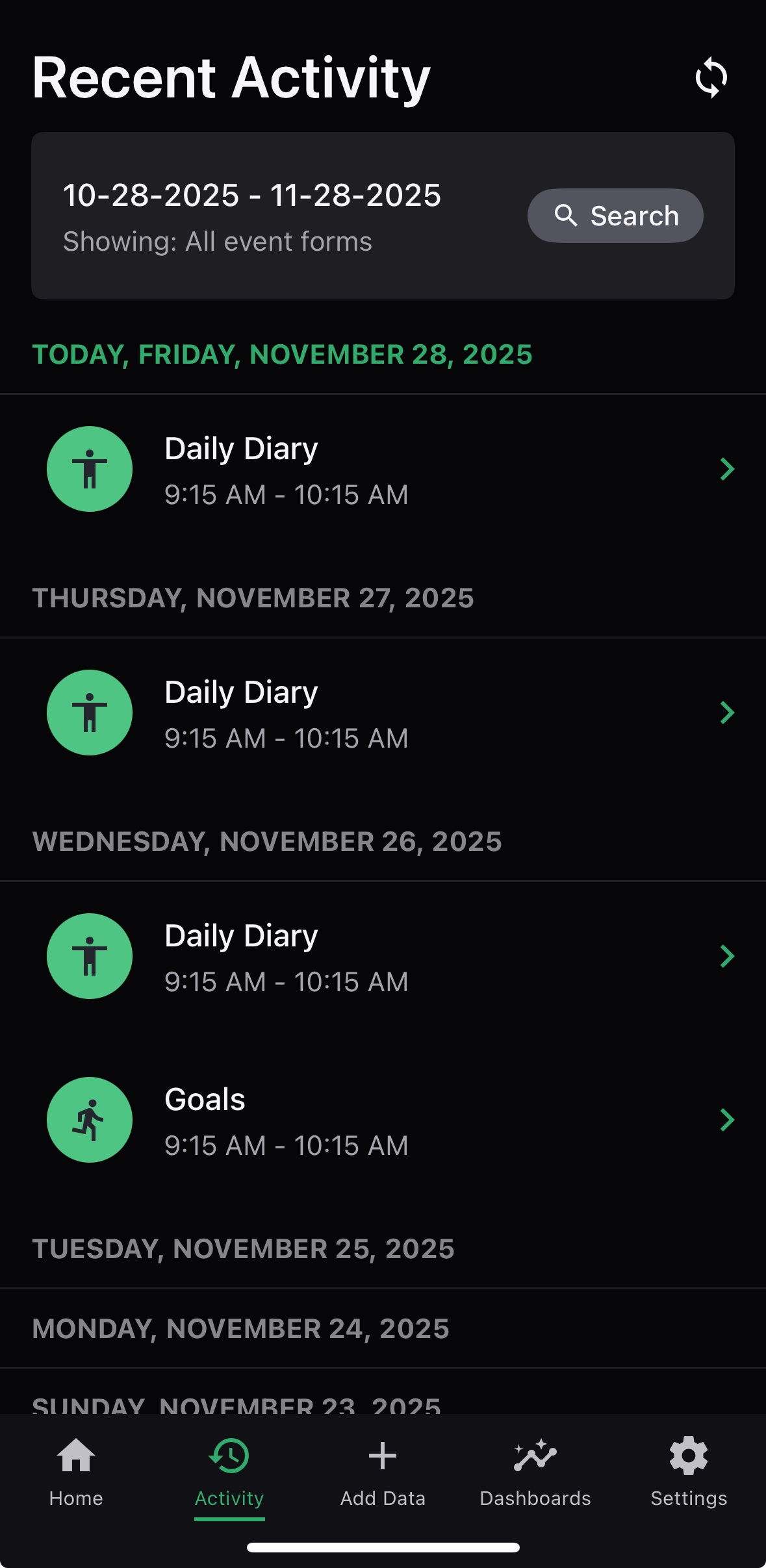 View Recent Activities in the AMS Mobile App | AMS Help Center