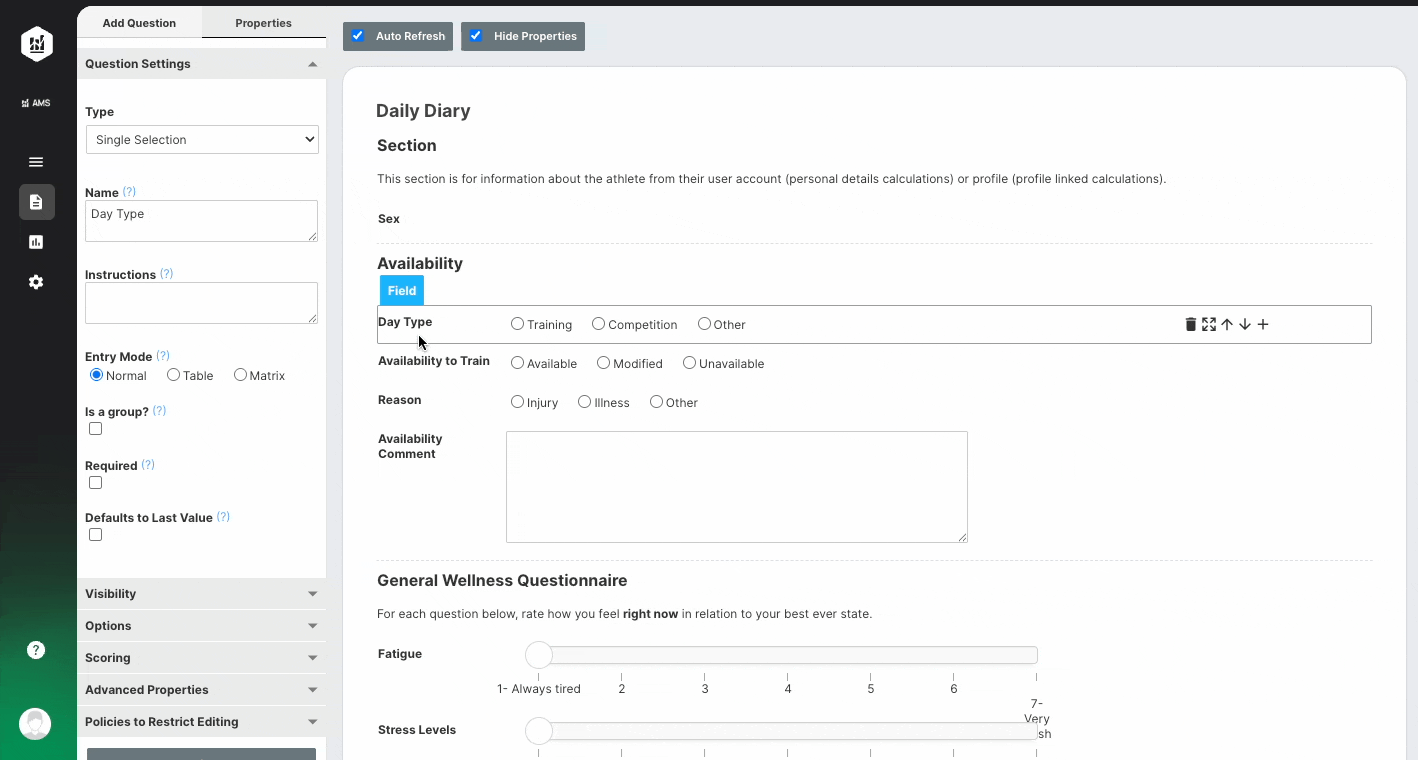Option Fields | AMS Help Center