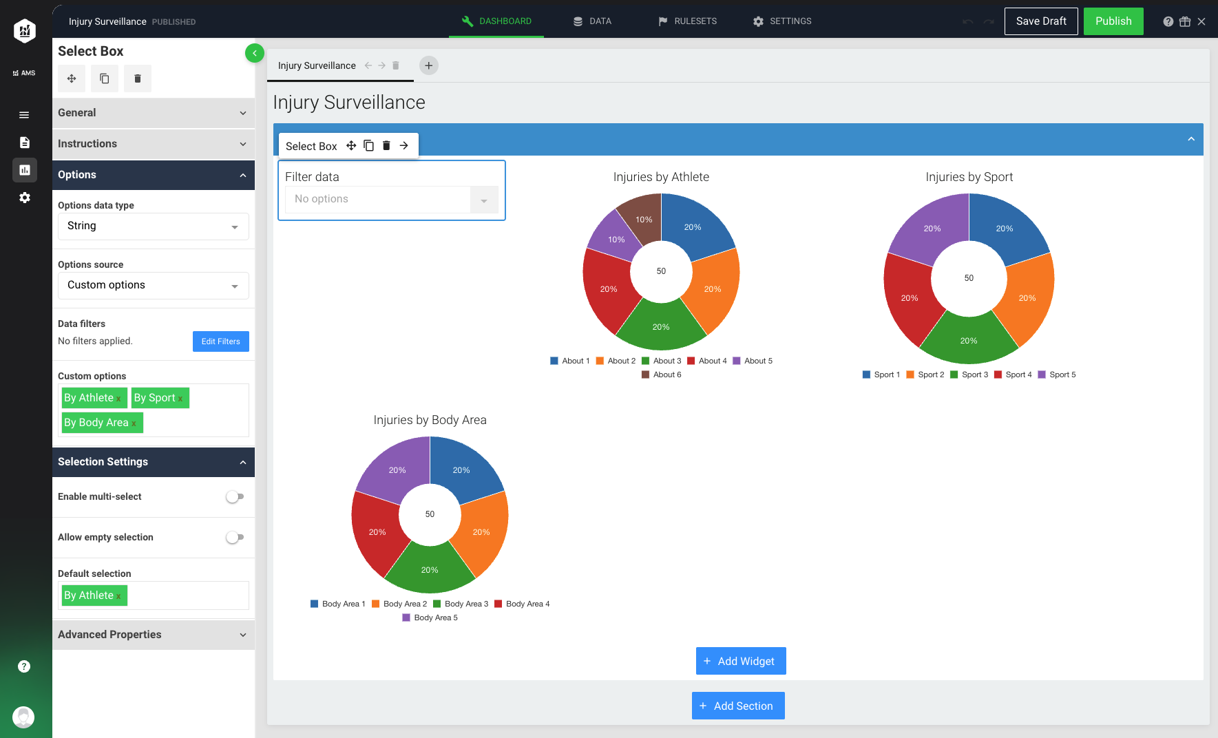 Configure Dynamic Widget Visibility in Dashboards | AMS Help Center