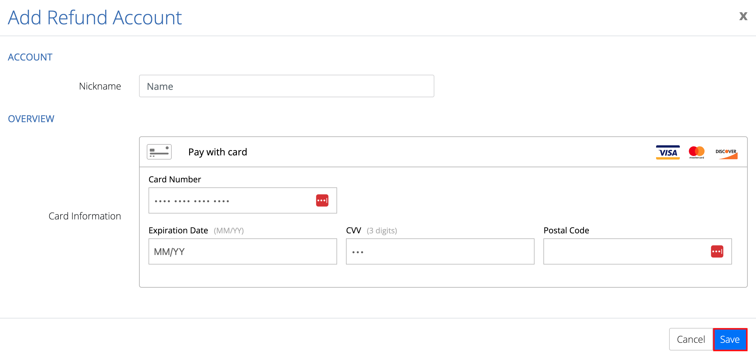 Manage Refund Accounts