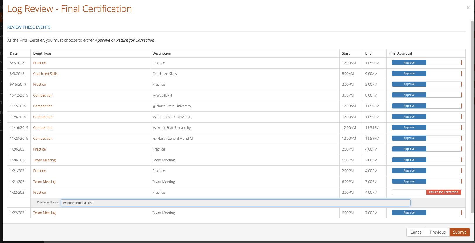 View and Act on Submitted CARA Logs