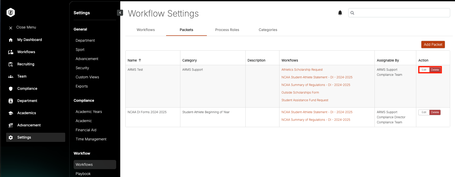 Workflow Settings