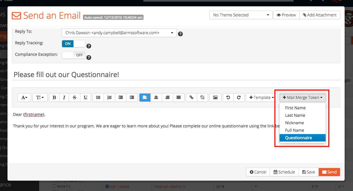 Create and Manage Questionnaires