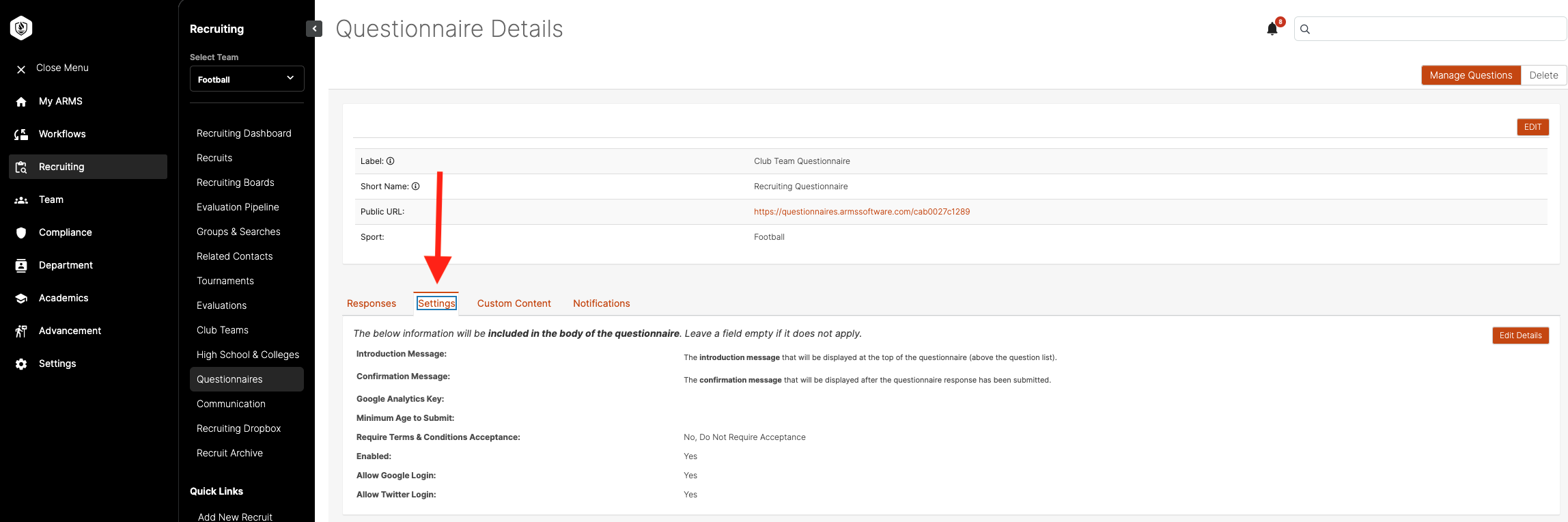 Create and Manage Questionnaires