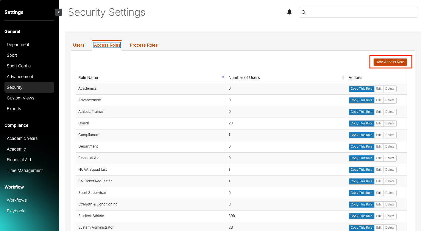 Security Permissions (Access Roles)
