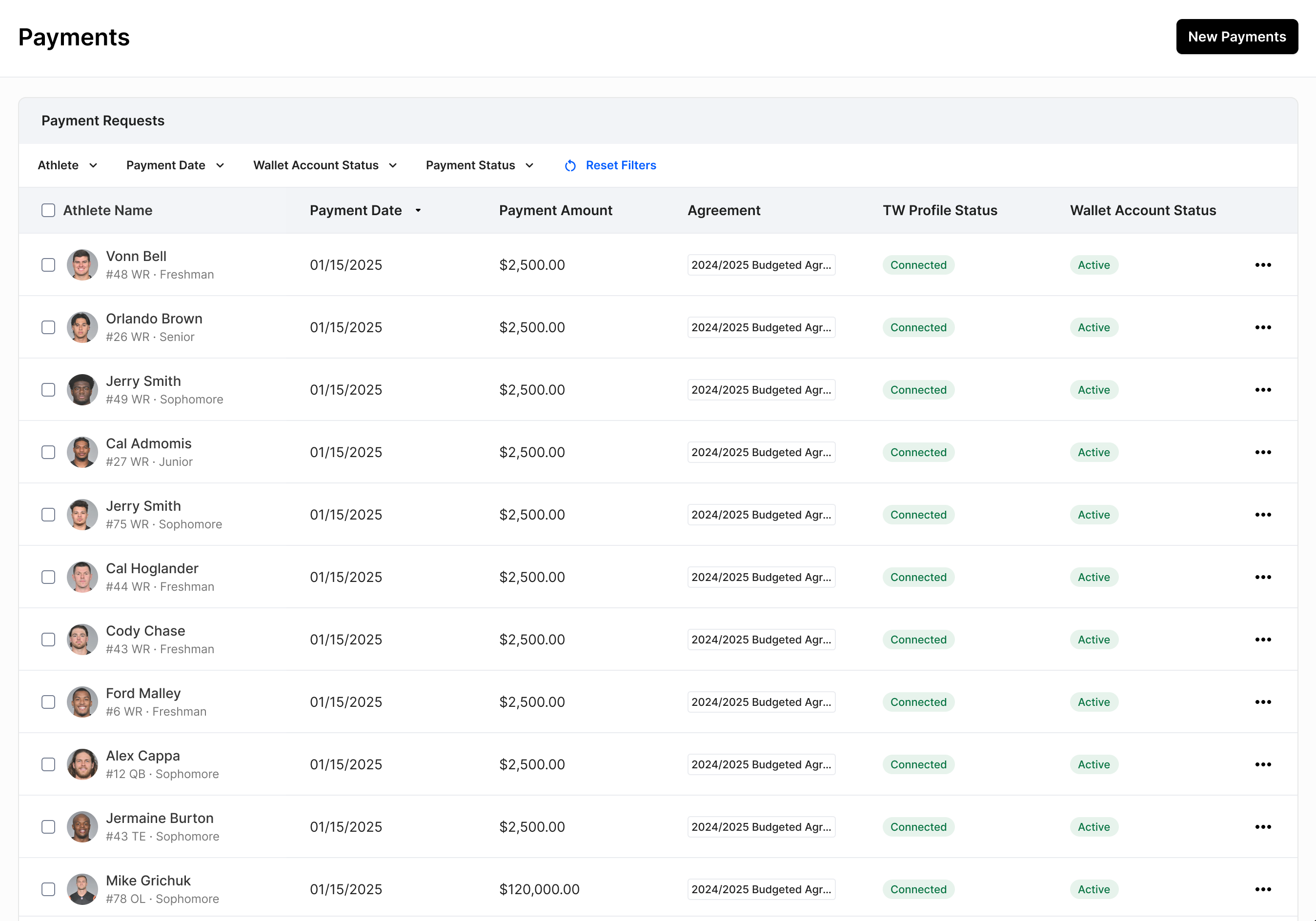 View and Manage Payments Across Multiple Agreements