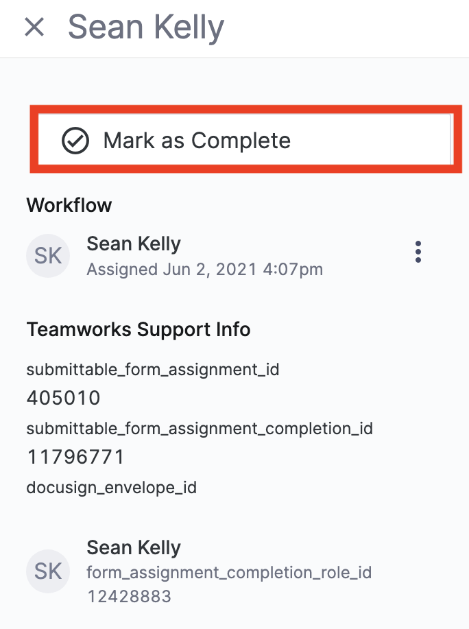 Mark a Form as Complete
