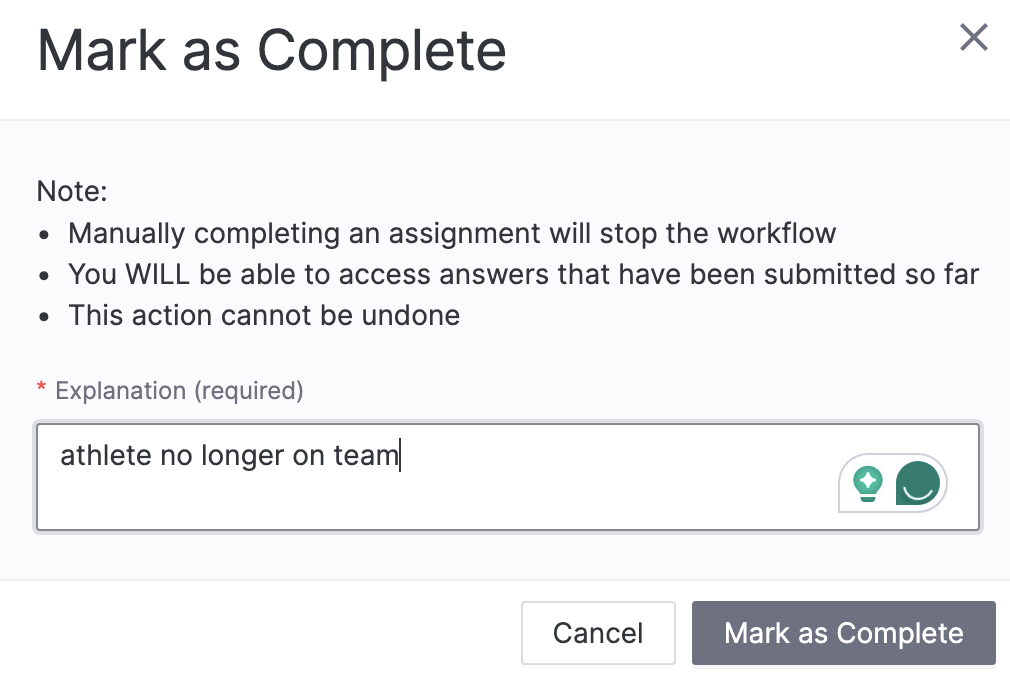 Mark a Form as Complete