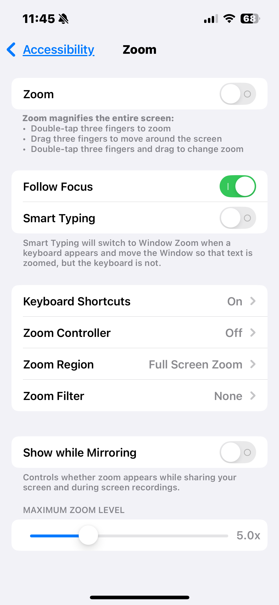 Accessibility Settings