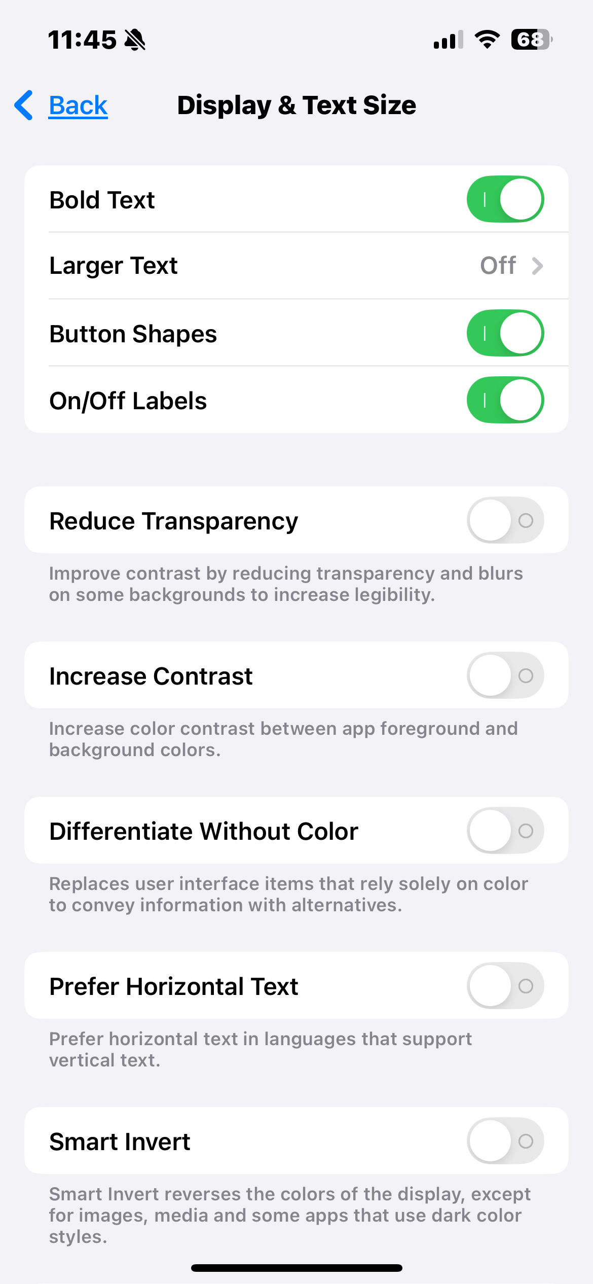 Accessibility Settings