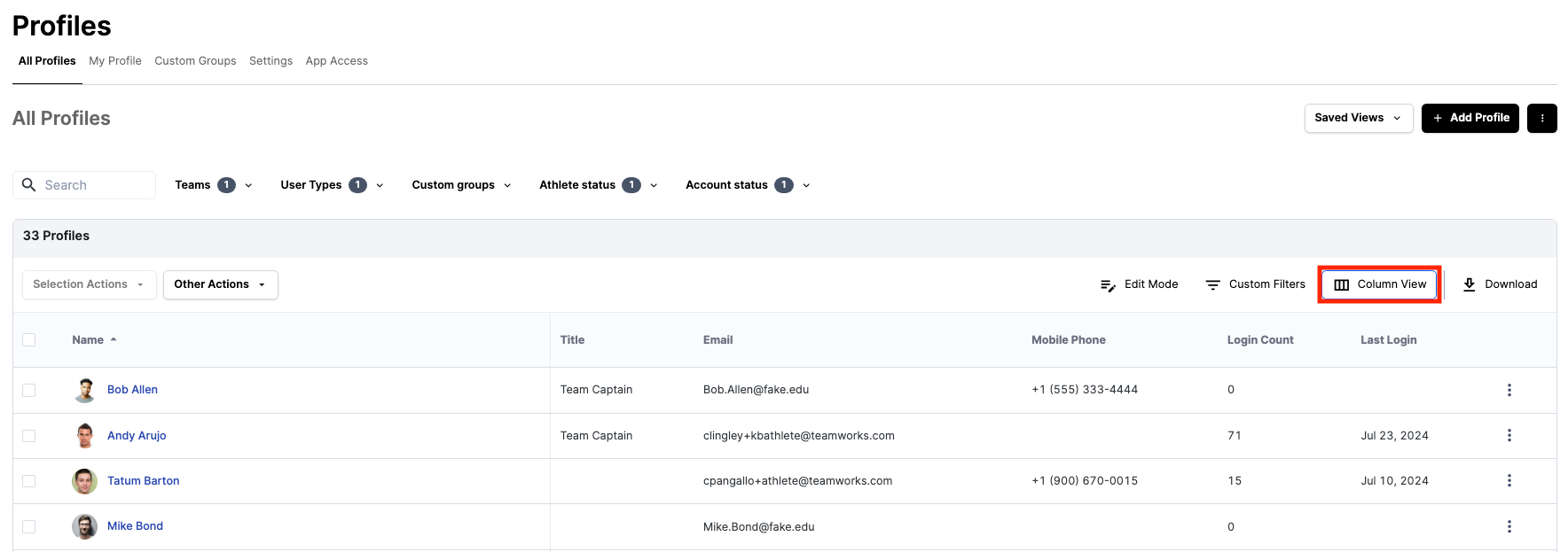 View Profiles and Profile Reports