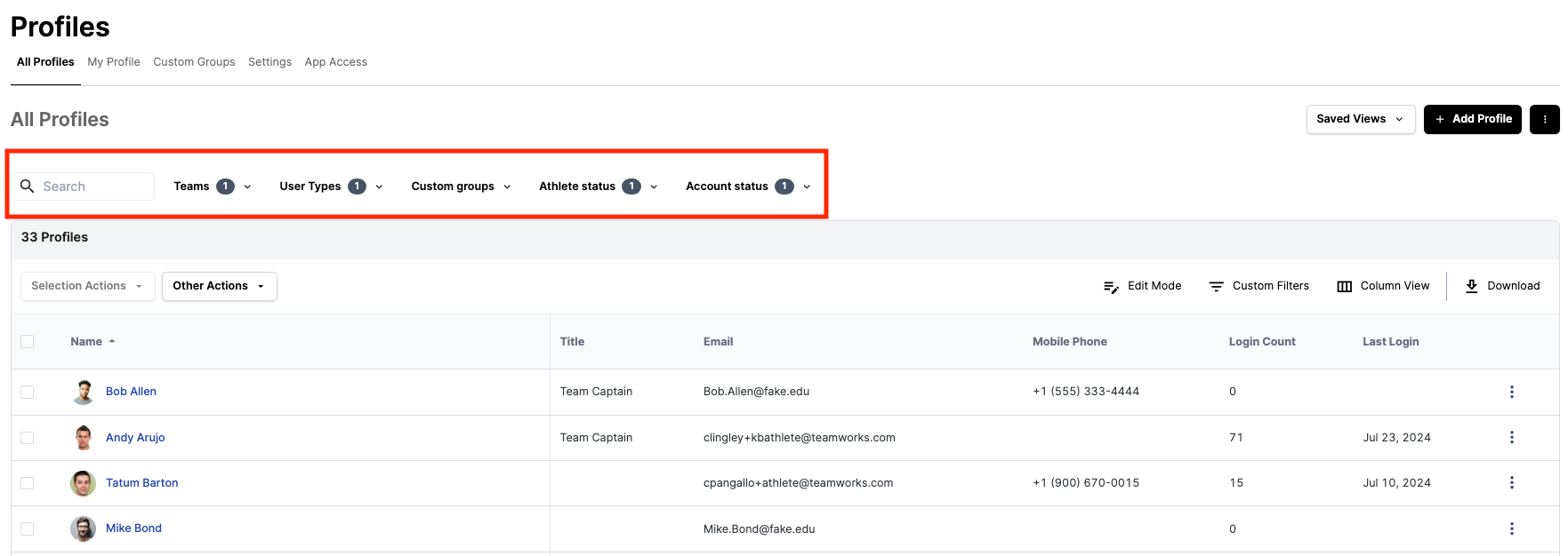View Profiles and Profile Reports