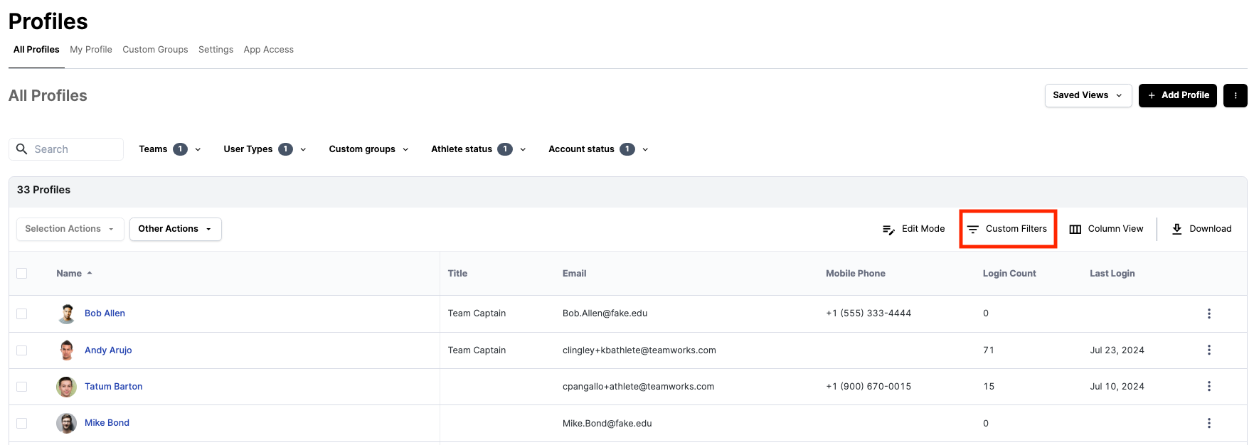 View Profiles and Profile Reports