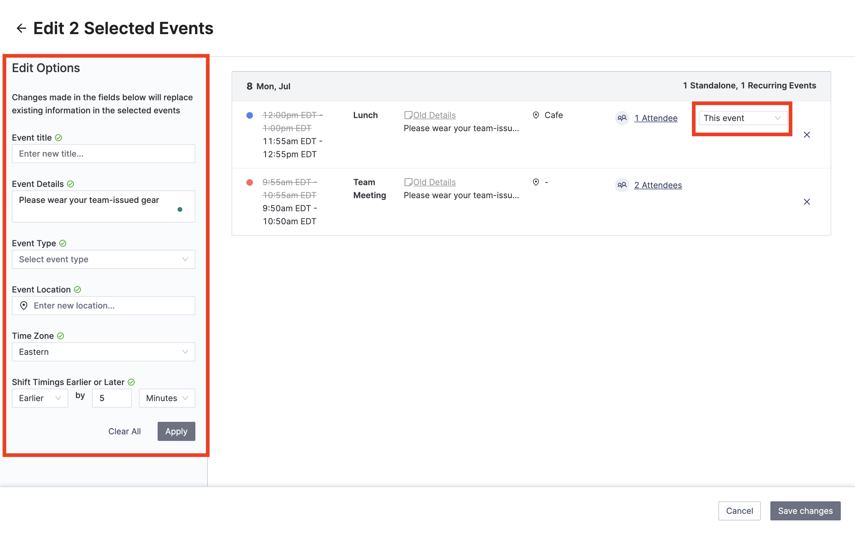 Calendar Events