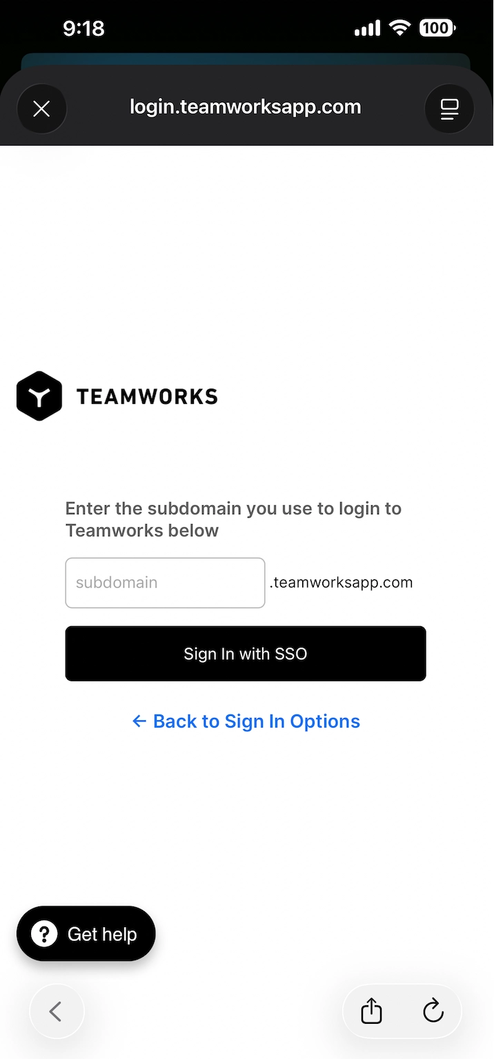Log In to Teamworks Hub