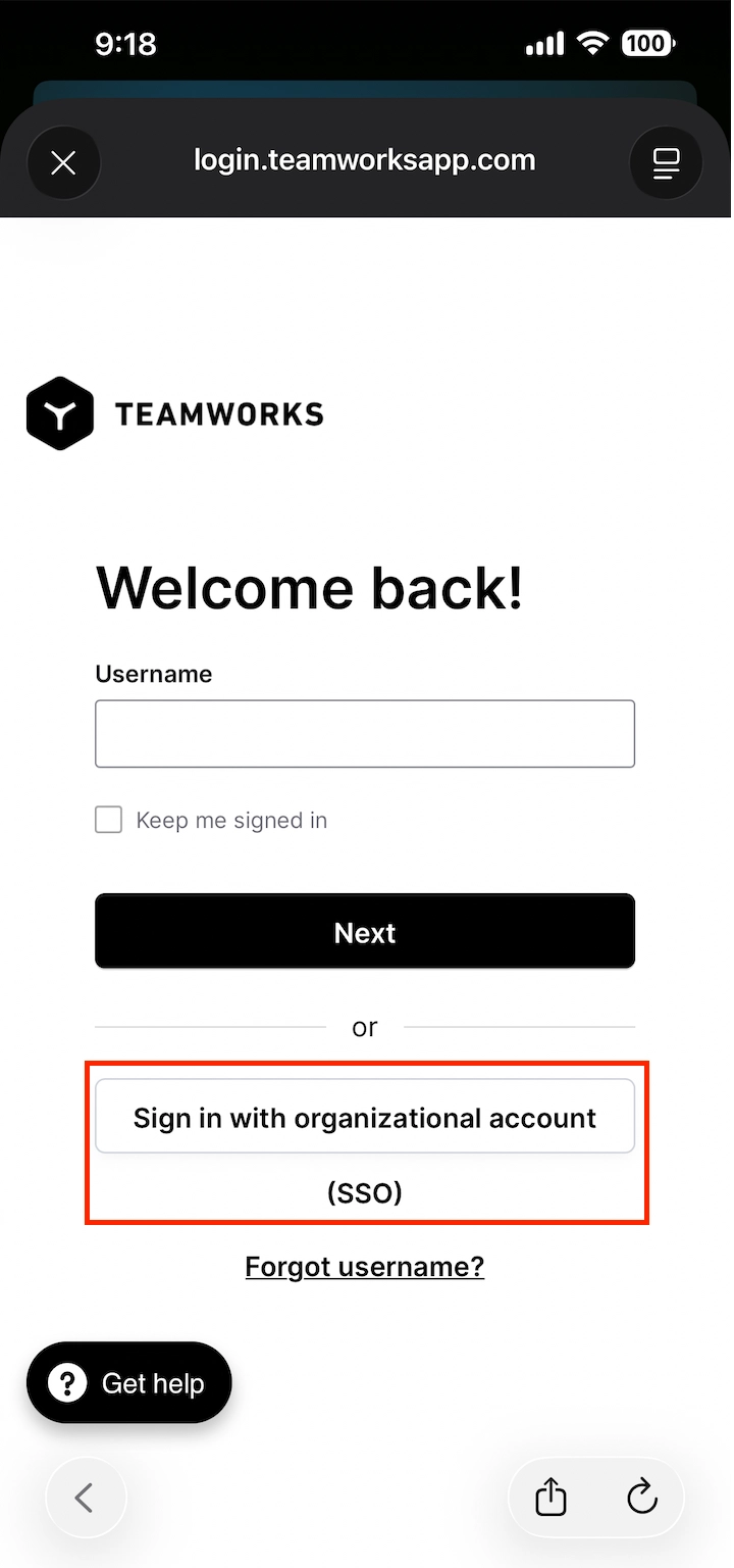 Log In to Teamworks Hub