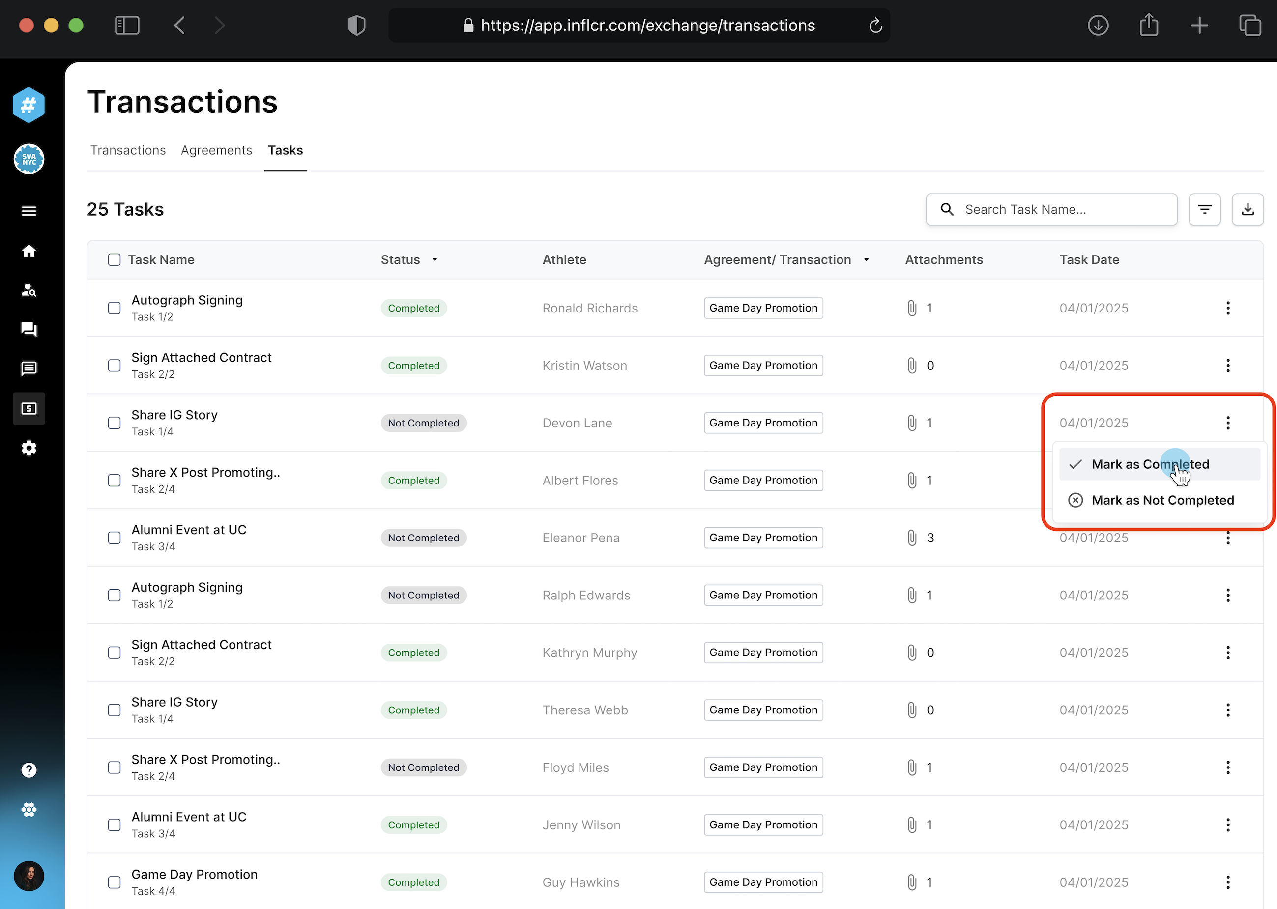 Manage Tasks for Agreements