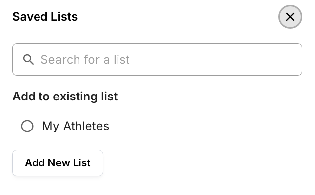 Saved Athlete Lists