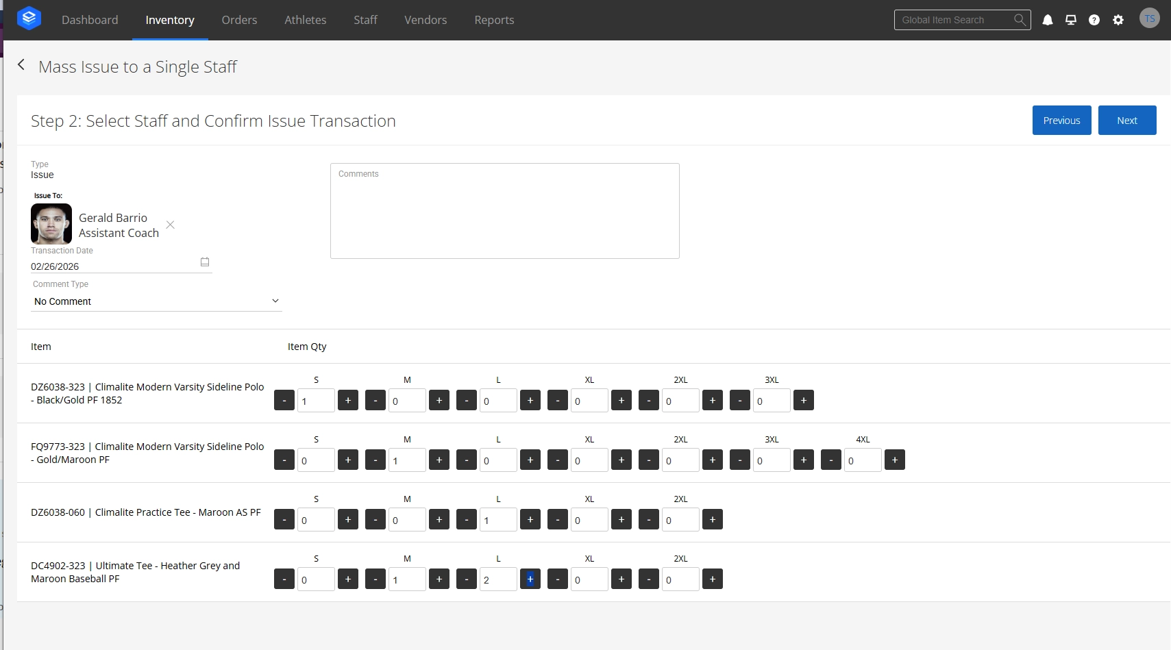 Mass Issue Items to a Single Recipient