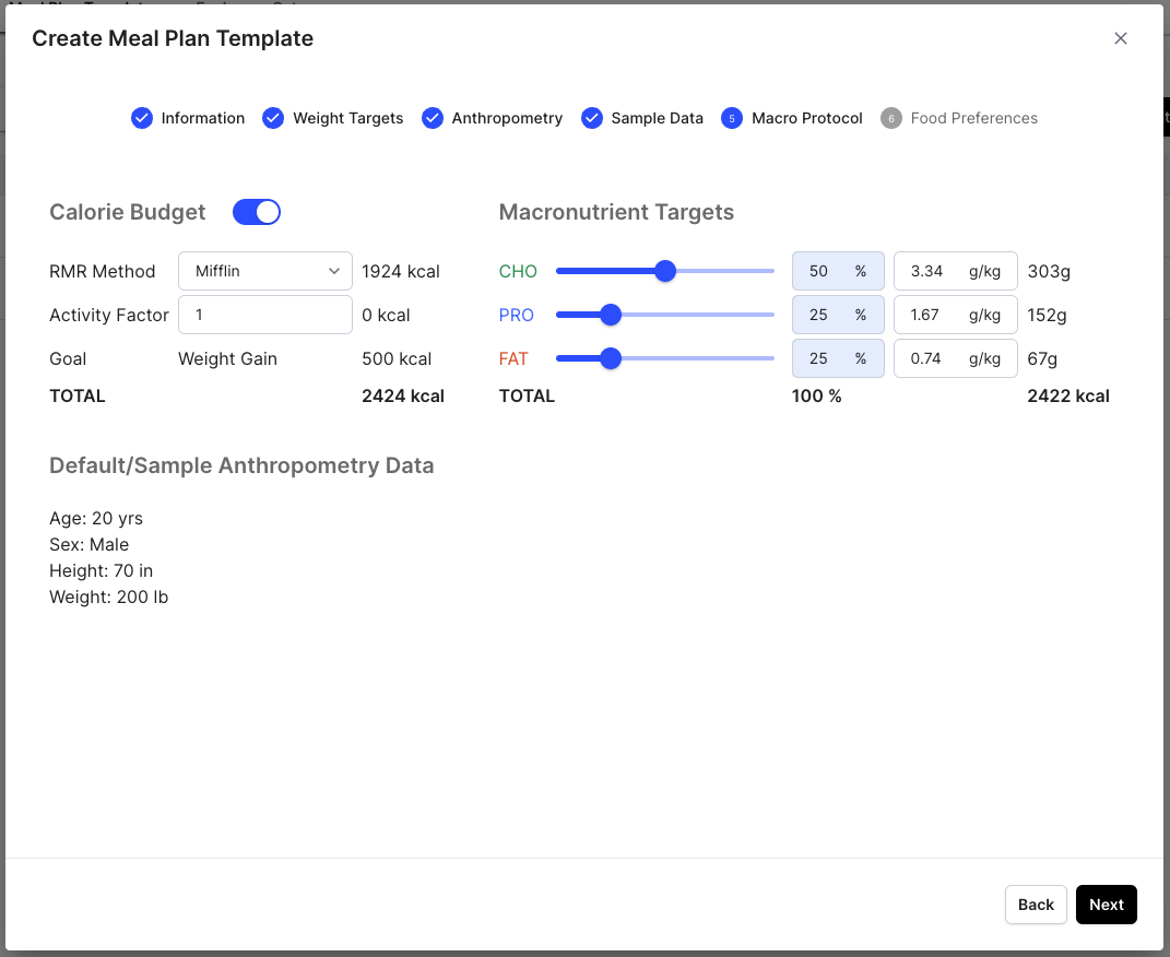 Create and Manage Meal Plan Templates