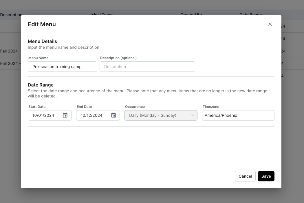 Edit or Delete a Menu in the Menu Builder