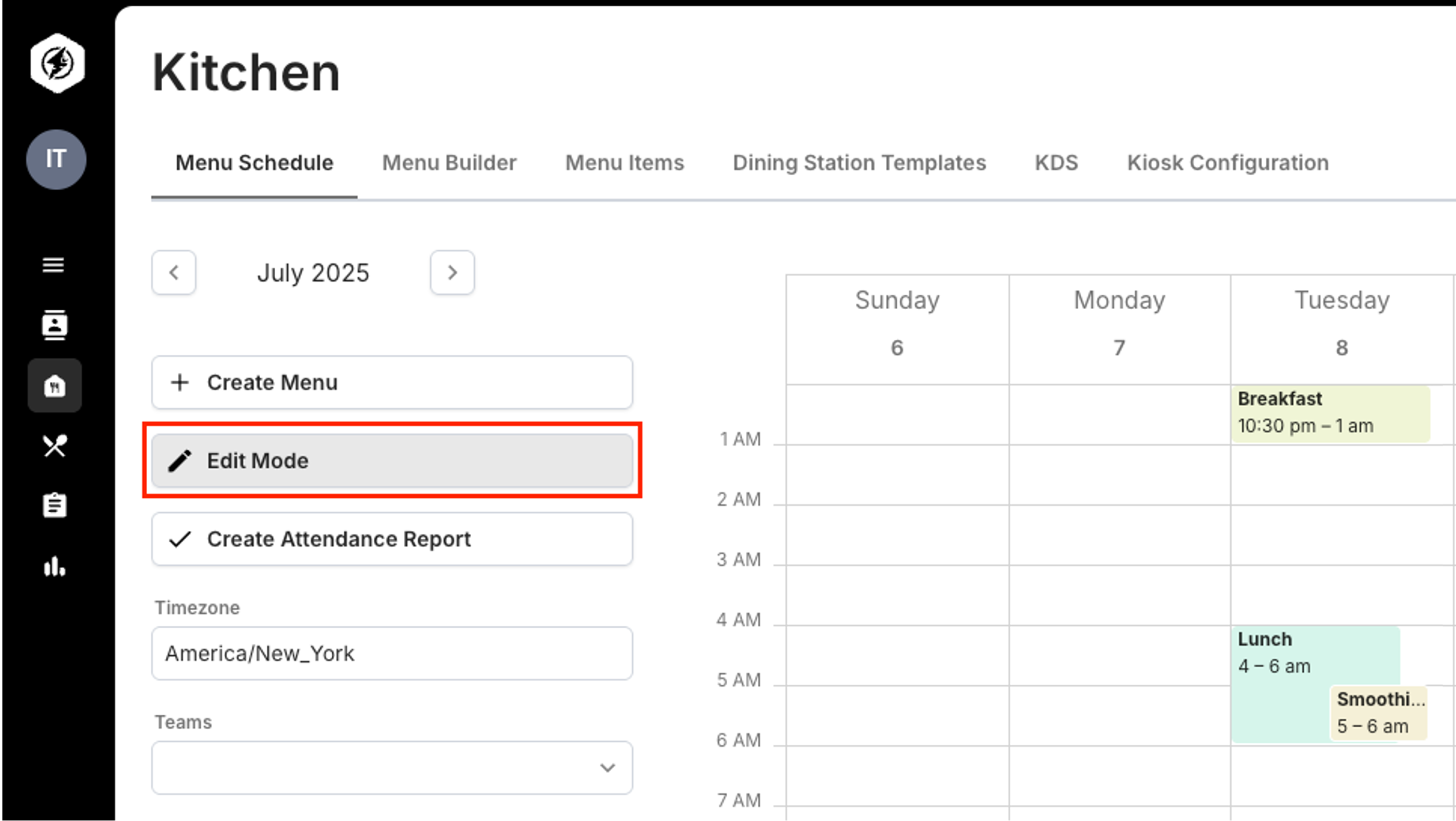 Edit and Bulk Edit Meals in a Published Menu