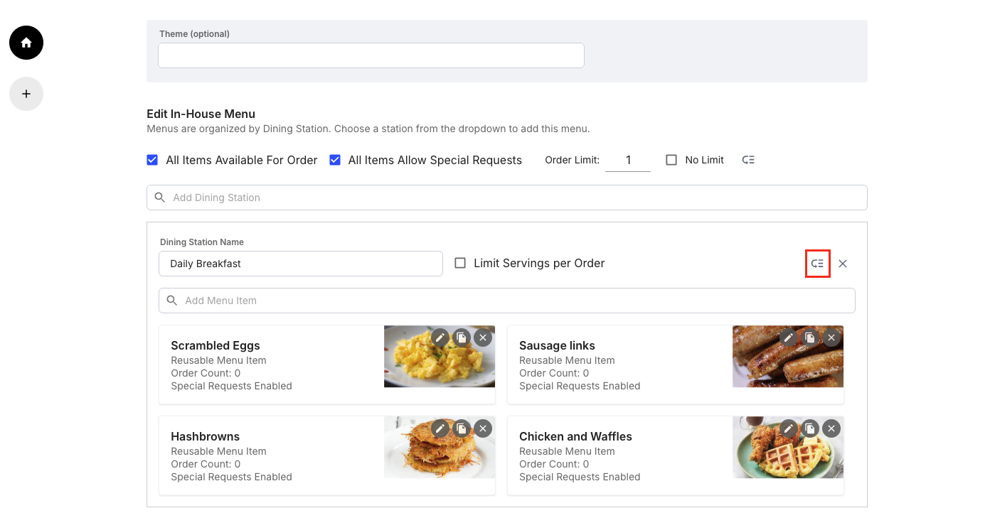 Edit and Bulk Edit Meals in a Published Menu