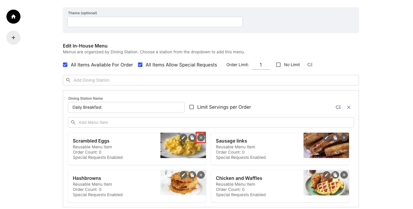Edit and Bulk Edit Meals in a Published Menu