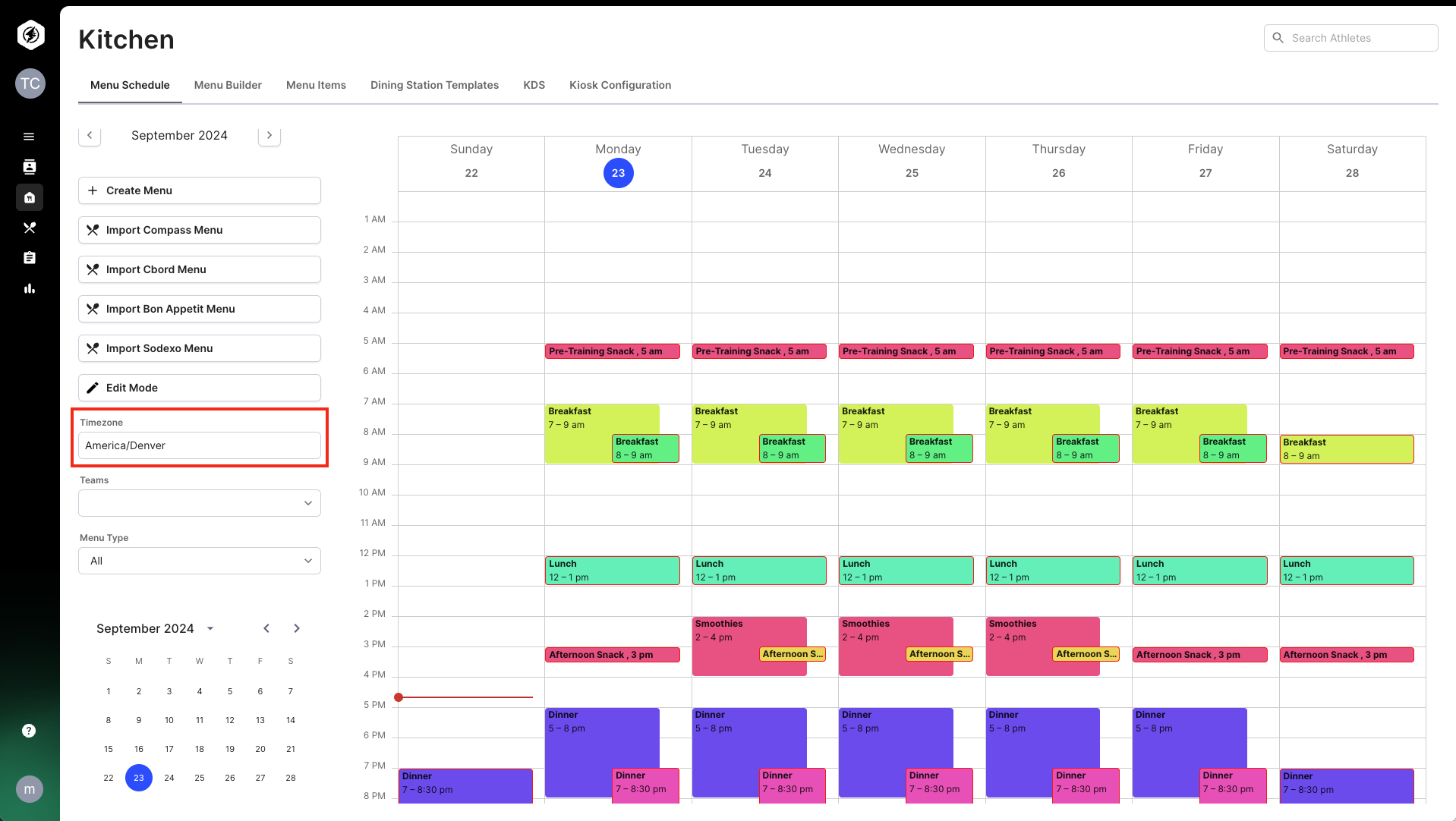 View Published Meals in the Menu Schedule