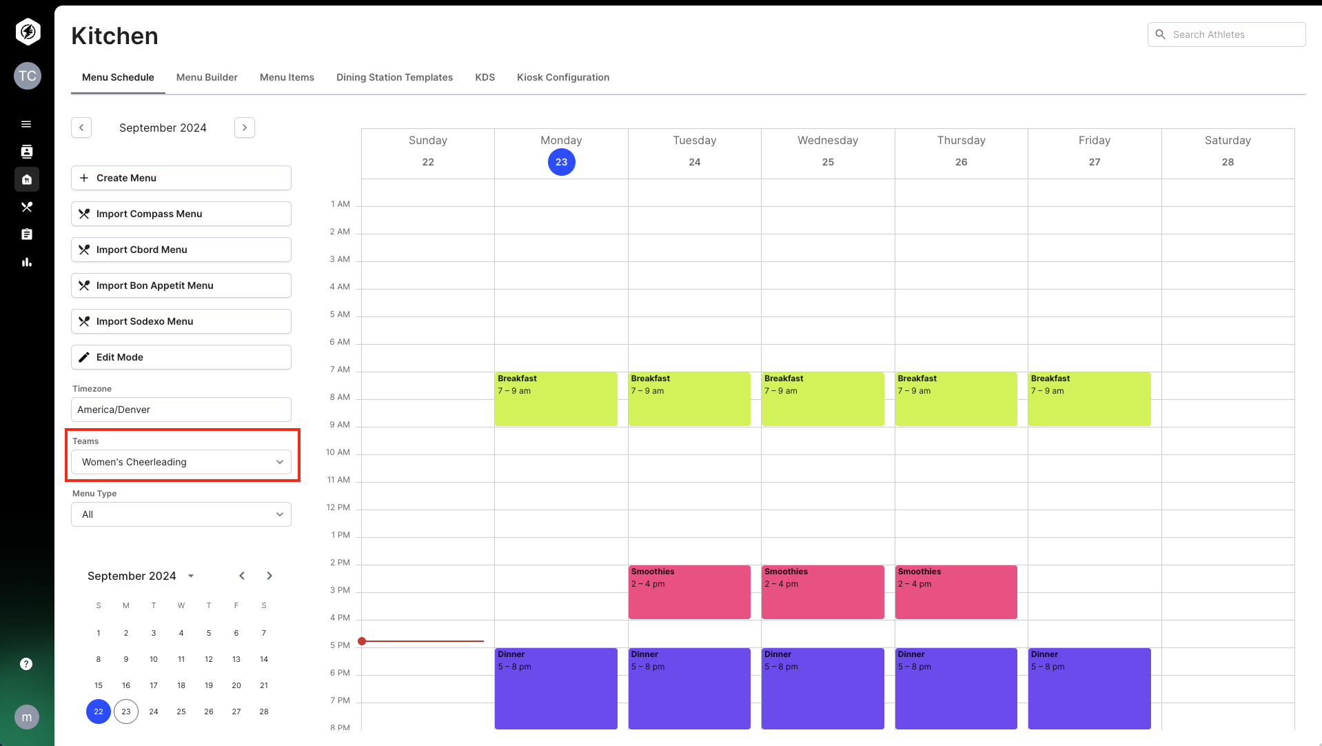 View Published Meals in the Menu Schedule