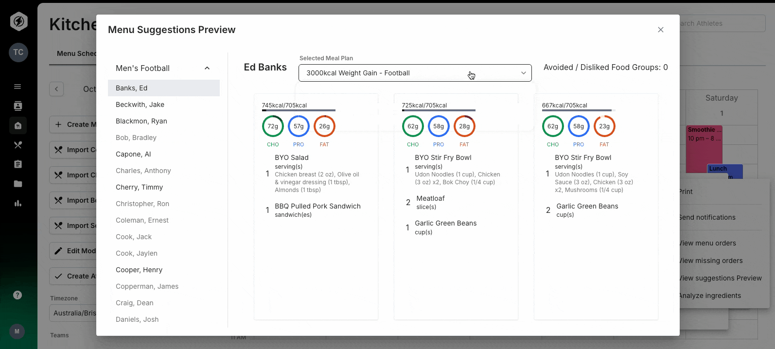 View Published Meals in the Menu Schedule