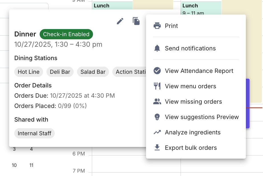 View Published Meals in the Menu Schedule