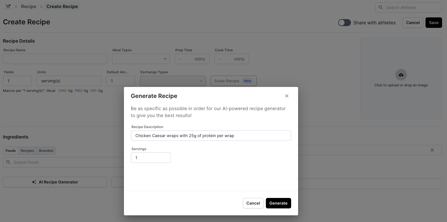 Generate a Recipe Using AI
