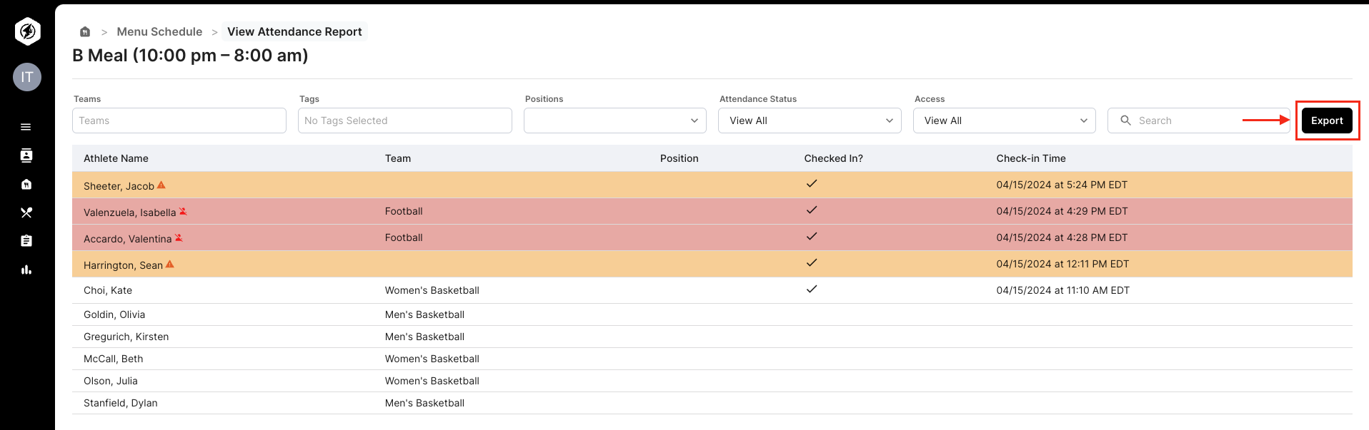 View a Check-in Report