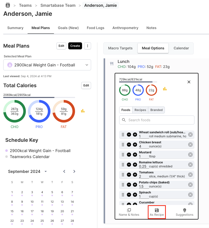 Add Meal Options to a Meal Plan