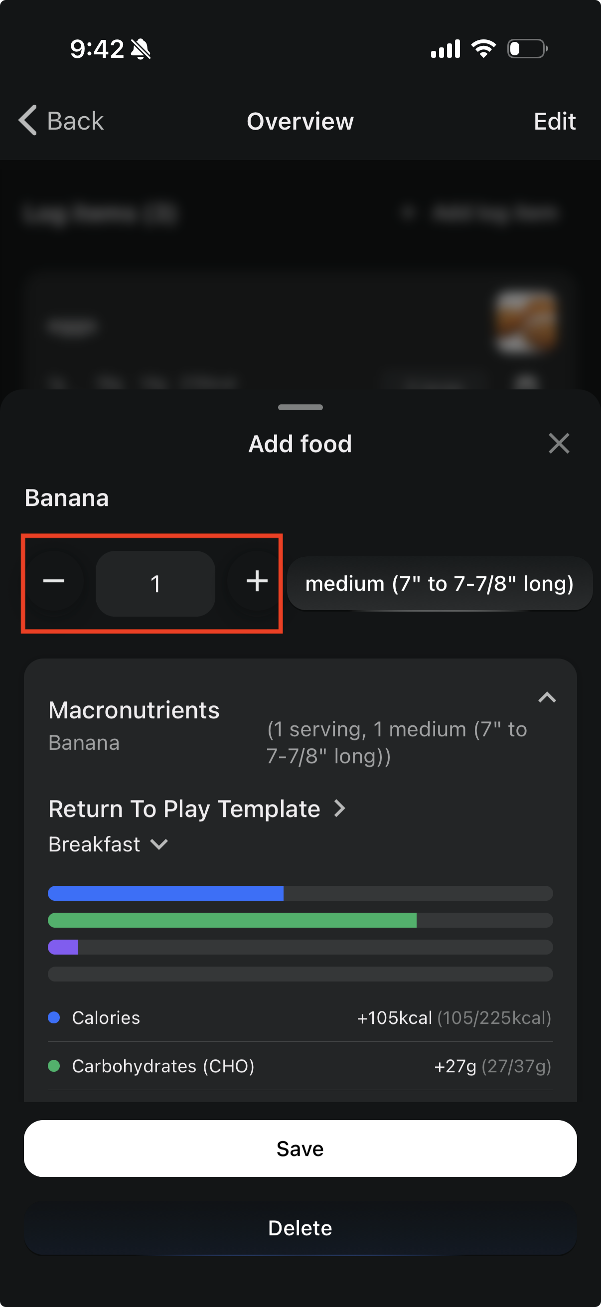 Edit or Remove Items From Your Food Log