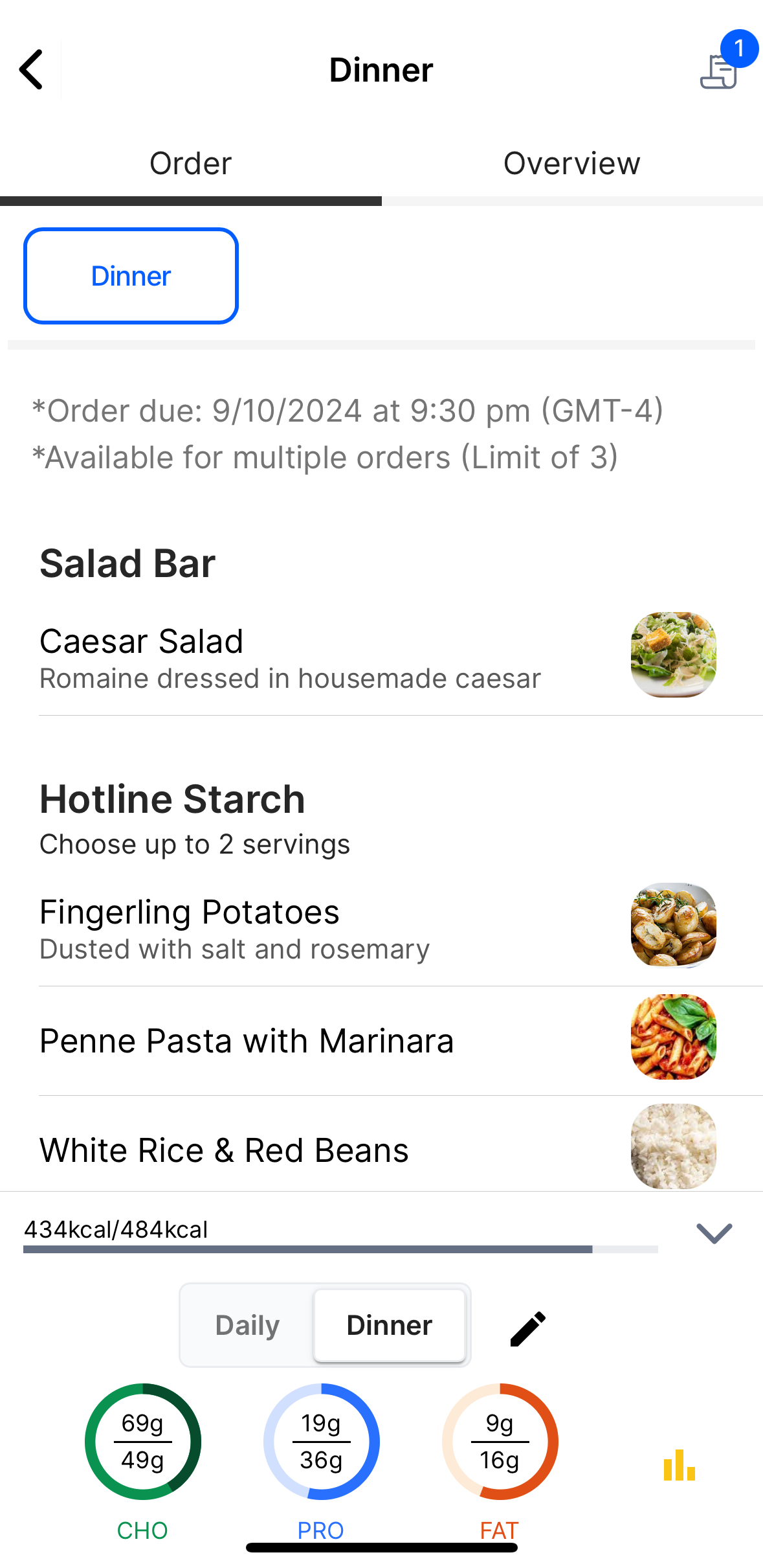 Order Meals Through the Mobile App