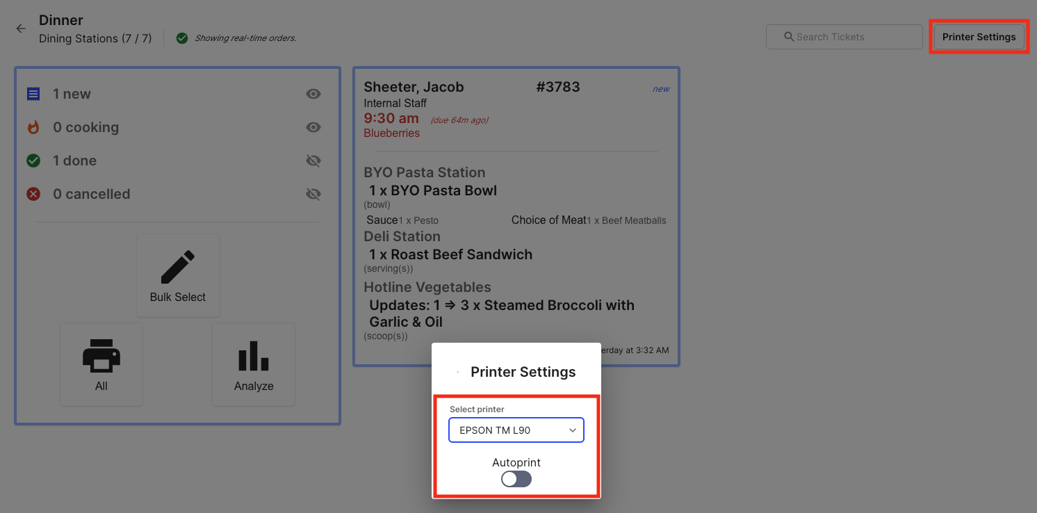 Printer Setup Guides for Performance Kitchen
