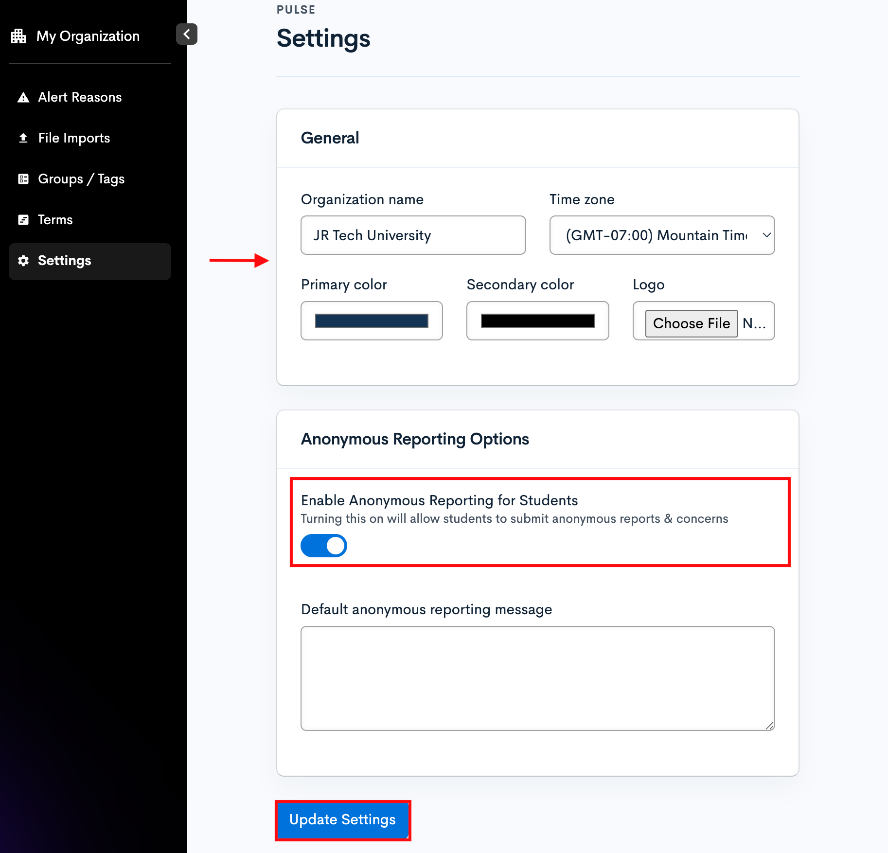 Organization Settings