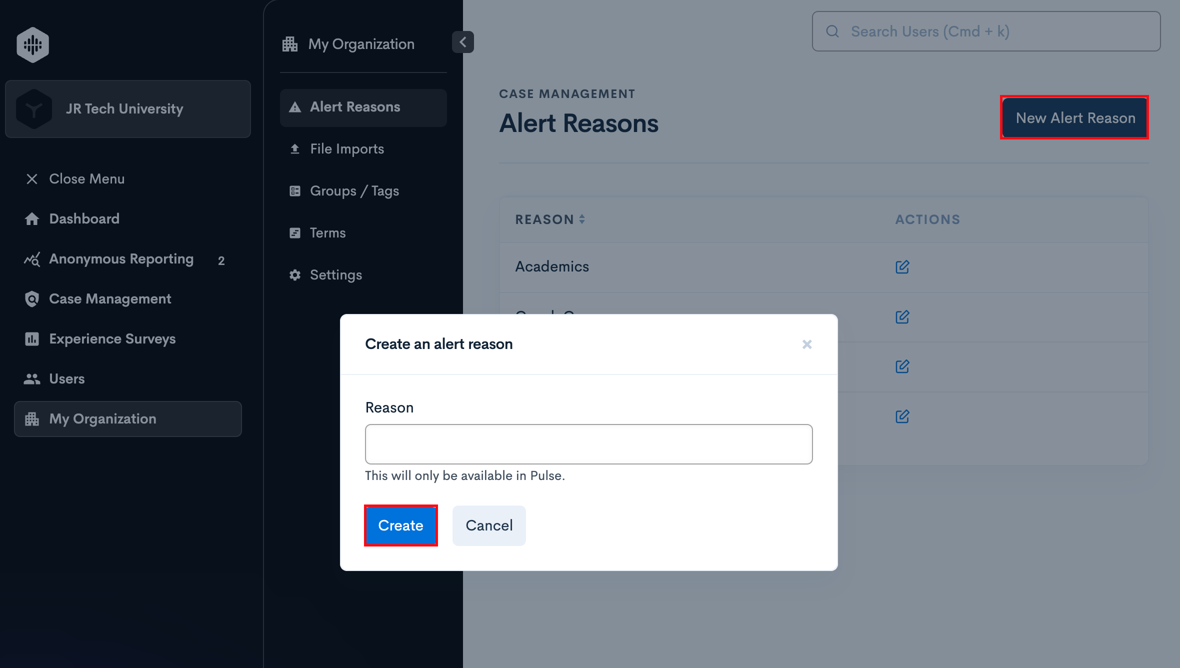 Alert Reasons