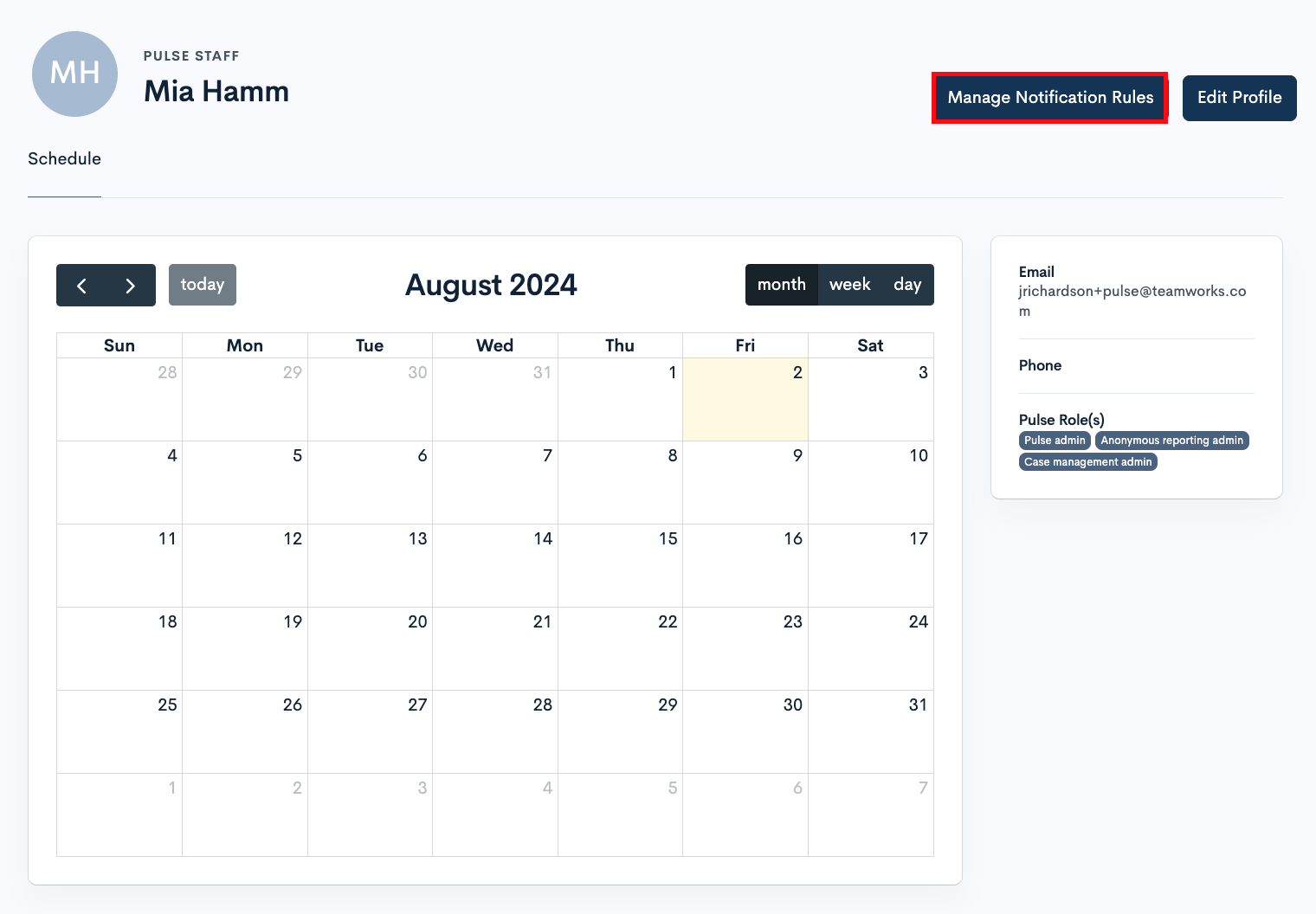 Case Management Notification and Access Rules
