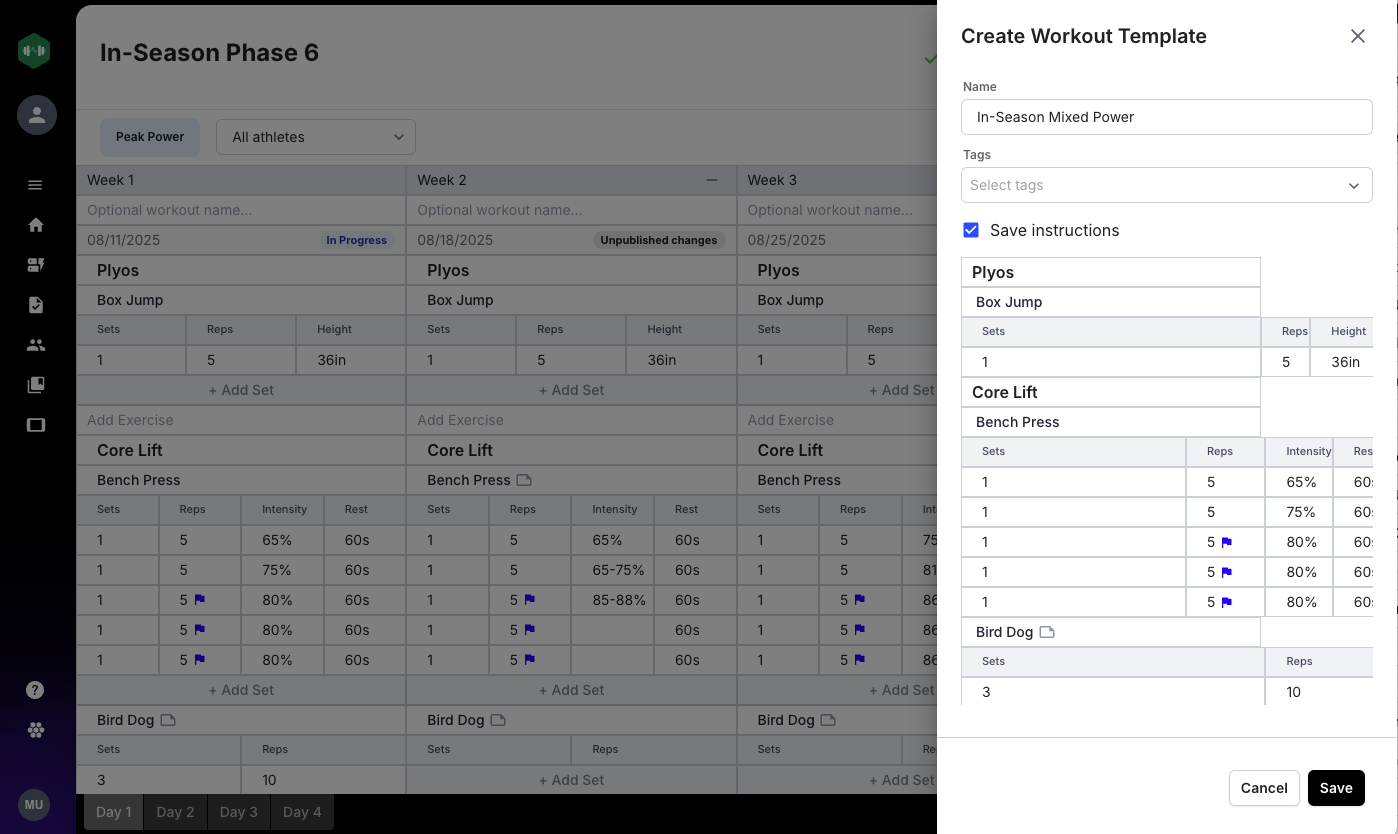 Create a Workout Template