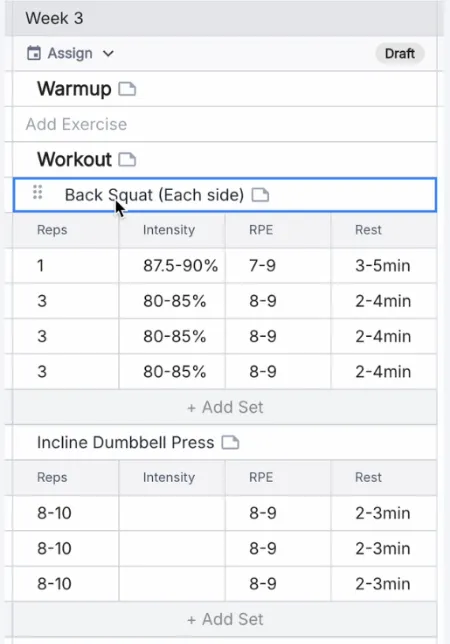 Create a Workout in a Training Block